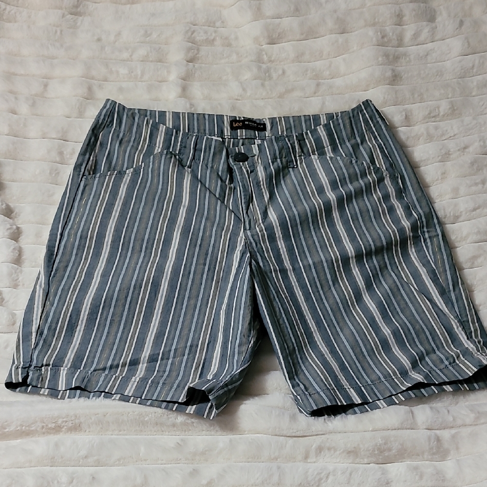 Lee Blue and White Striped Women's Shorts